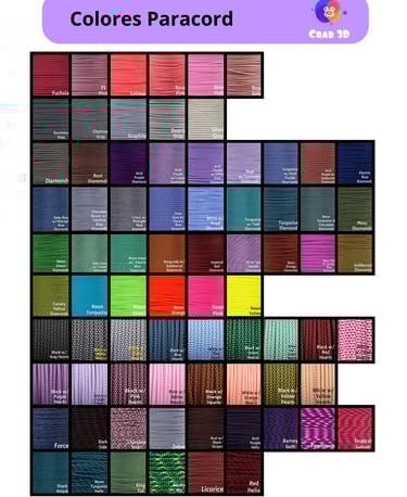 Catálogo de colores Paracord
