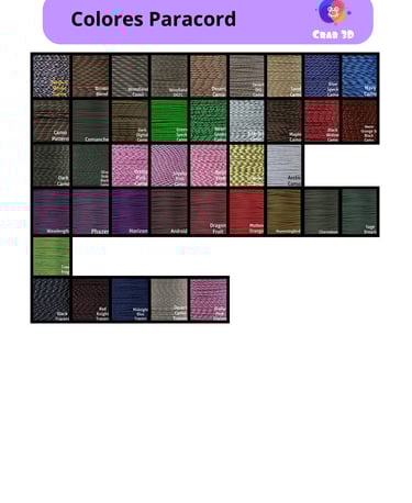 Catálogo de colores Paracord