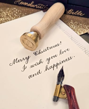 A custom calligraphy on holiday cards for brand activation by NYC calligrapher Handwritten by Belle.