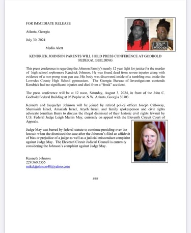 Press Release Kendrick Johnson Press Conference August 3, 2024