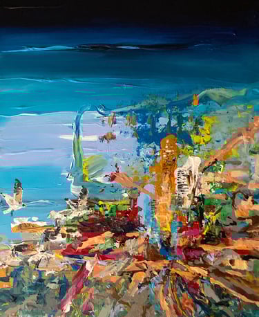 expressive painting of a seaside