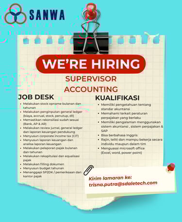 Lowongan Kerja Maret 2026 - SANWA