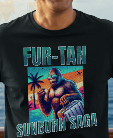 man wearing a black Sasquatch shirt