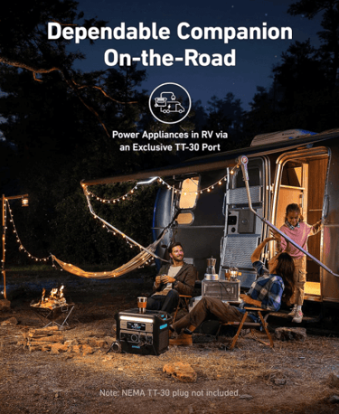 Anker SOLIX F2000 multi-functional LiFePO4 portable power station powering an RV setup