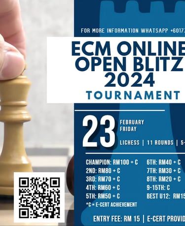 Malaysia Chess. Catur Malaysia. Online Chess Malaysia. ECM Online Blitz Open 2024