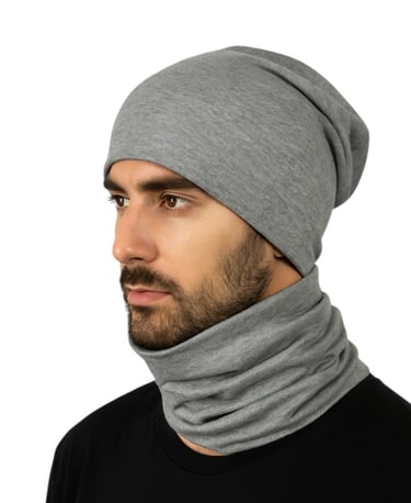 a man wearing a beanie hat and scarf