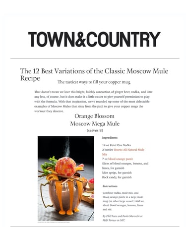 a recipe book with a recipe for a classic moscow mule