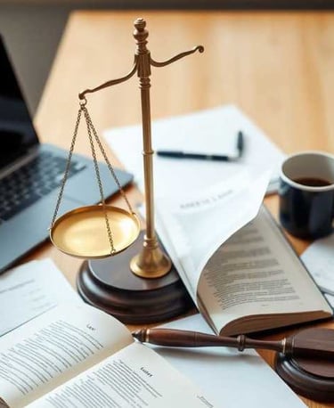 Balanza de derecho con libro alrededor