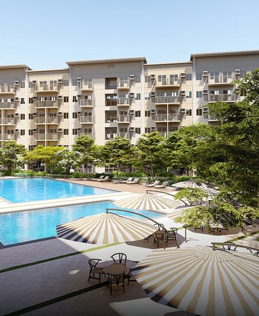 a pool with umbrellas and umbrellas in the sun