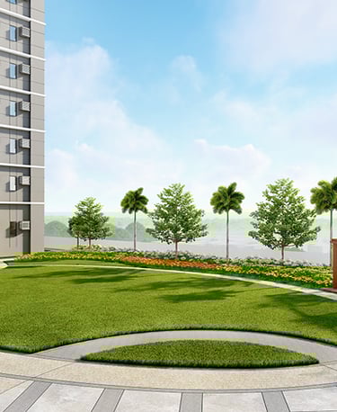 a large grassy area with a gazeboar and a gazeboar