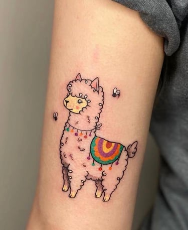 Color llama Tattoo , travelers souvenir. created in Miraflores for international client.