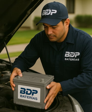 Técnico de BDP Baterías a Domicilio en Panamá instalando una batería automotriz con servicio rápido