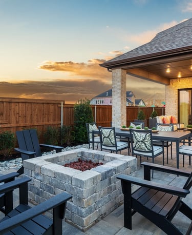 pavers patio outdoors space in a back yard
