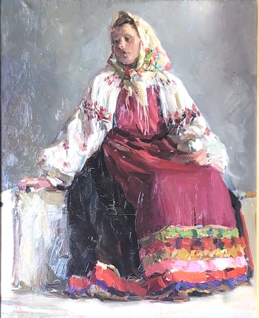 Obra de Boris Vladimirovich Alekseev realizada en 1952. Técnica óleo sobre lienzo. Retrato