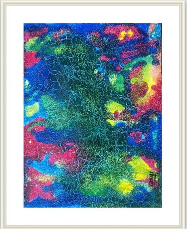 Œuvre colorée intitulée "Lumineuses" réalisée sur papier par Xirkys