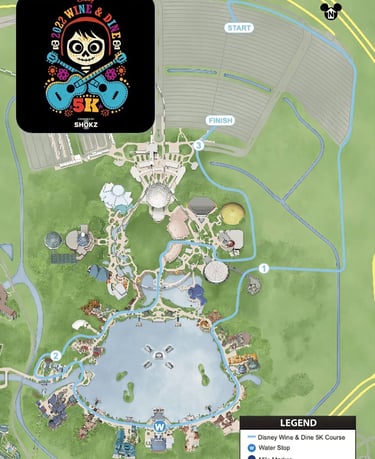 2022 runDisney Wine and Dine 5K Course Map