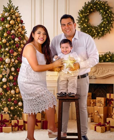 Familia Boliviana Navidad , sesión fotográfica
