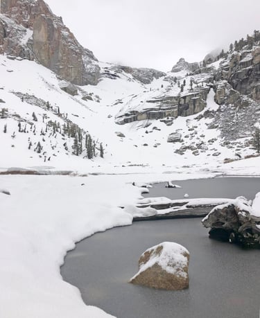 Lower Boy Scout Lake in January, Mount Whitney Mountaineer’s Route, California