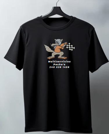 a man wearing a t - shirt with a logo on it