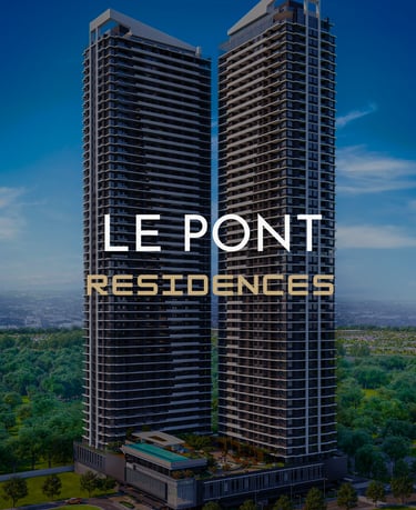 Luxury high-rise Le Pont Residences luxury towers featuring modern architectural design in a lush urban setting.