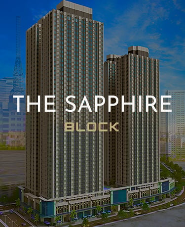 The Sapphire Block luxury condominium high-rise towers in Ortigas Center, Pasig City.