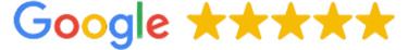 Google graphic displaying 5 full stars, representing Gili Scuba Diving's outstanding reviews and high customer satisfaction i