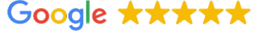 Google graphic displaying 5 full stars, representing Gili Scuba Diving's outstanding reviews and high customer satisfaction i