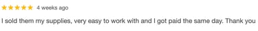 customer leaves 5 star review selling diabetic supplies