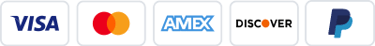 Payment Methods Visa, Mastercard, AMEX, PayPal