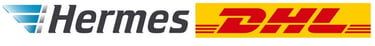 helenas diaetshop versendet mit hermes und dhl - logos beider versanddienstleister