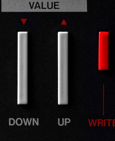 a control panel showing value up and down buttons