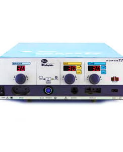 a white and blue electronic device with a clock on it