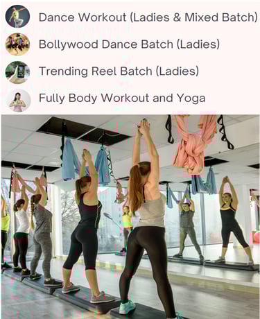 dance workout classes, Bollywood dance fitness, trending reel batch, ladies fitness batch,