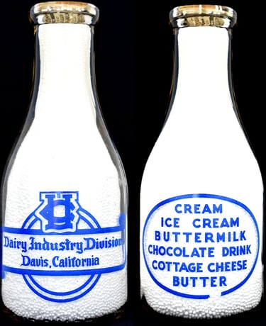 U.C DavisCalifornia milk bottle from Davis California for sale.  Milk bottles for sale.