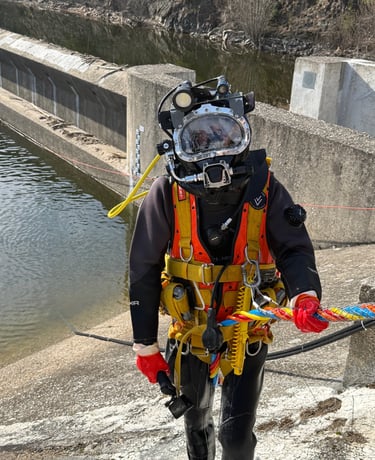 travaux subaquatiques barrage Dorlay 42 Loire