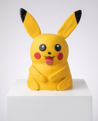 Torta temática inspirada en Pikachu creada por Cocina con Ely, elaborada en formato 3D con modelado 