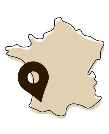 Carte de la France pour montrer l'emplacement où sont réalisées les créations faites par Marion avec son entreprise JaLyCa.