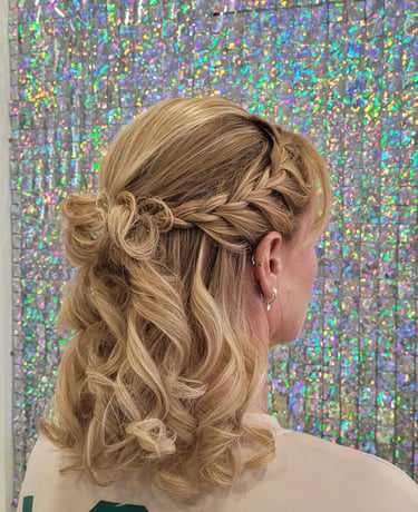 Half-up braid with curls