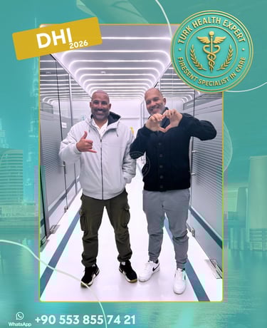 happy hair transplant patients in a modern clinic