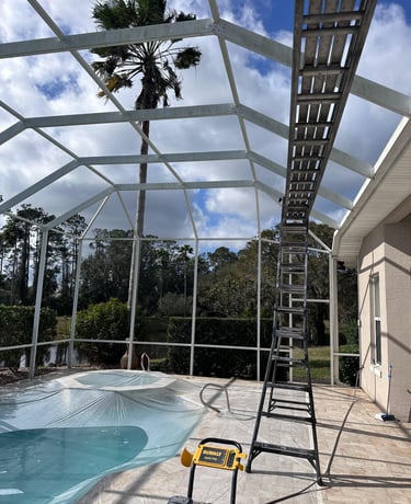 New screen installation for Florida pool cage