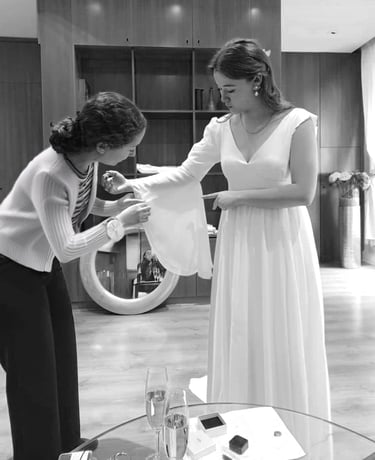 Essayage robe de mariée Blanc Muguet