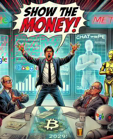 Recreación del enséñame la pasta de Jerry Magruire, pero dirigido a los directivos de una empresa de IA..