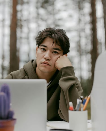 adhd man suspected for adhd unable to focus