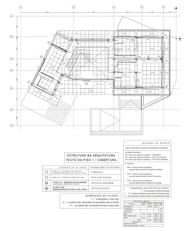 Moradia em Lagos. Projeto de Estabilidade. Planta da Cobertura. Estrutura na Arquitetura.