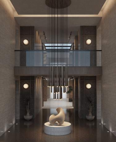 Luxury double-height foyer design Dubai