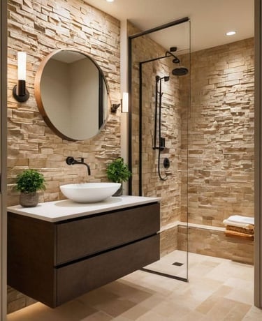 modern lavabo ve dolap kullanılan banyo tasarımı