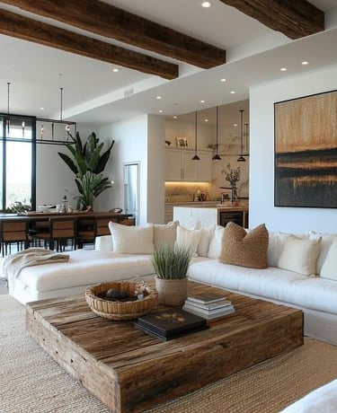 estetik ve sade salon dekorasyonu