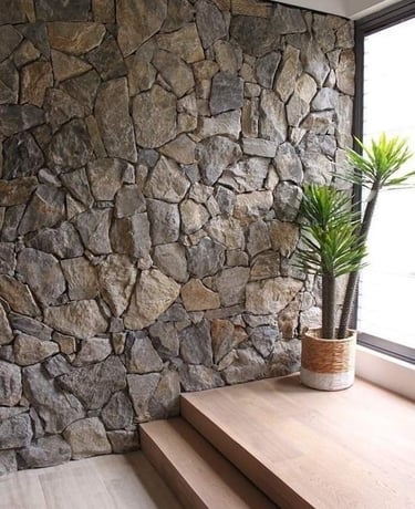 kültür taşı ile kaplanmış bahçe duvarı görünümü