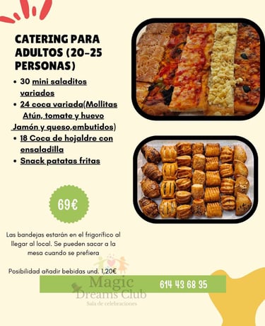 Menu Caterin Magic Dreams CLub