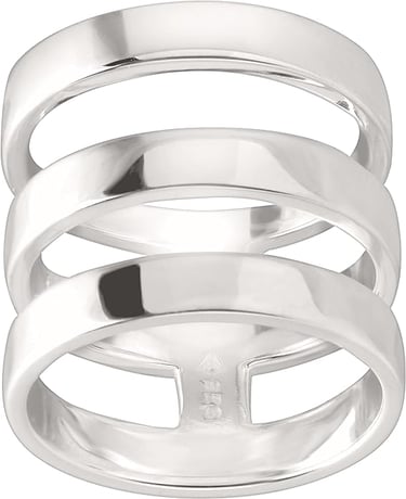 Modernist Clean Lines Multi-band Design in Sterling Silver Ring. Silpada